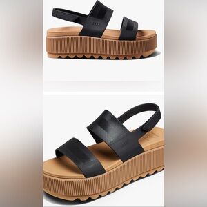 Reef Black and Brown Platform Sandals